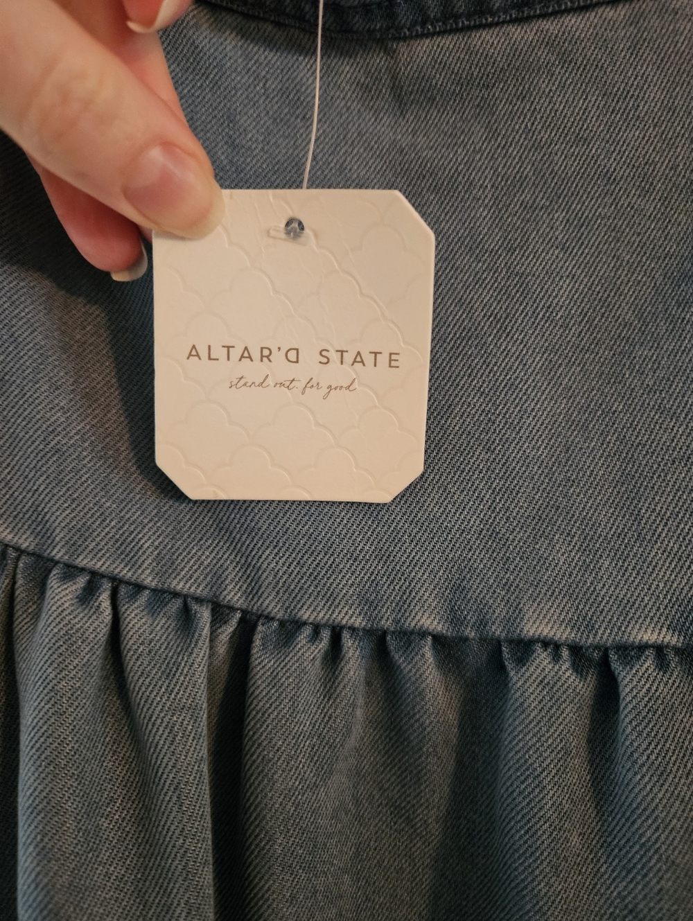 Altar'd State Light Blue Denium Pinafore Jumper - Super Soft! Size XL - Picture 4 of 7